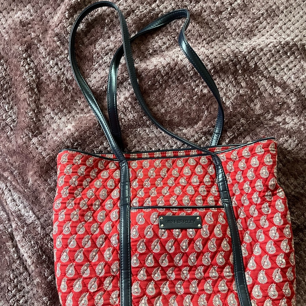 Vera Bradley Red and Silver Quilted Tote